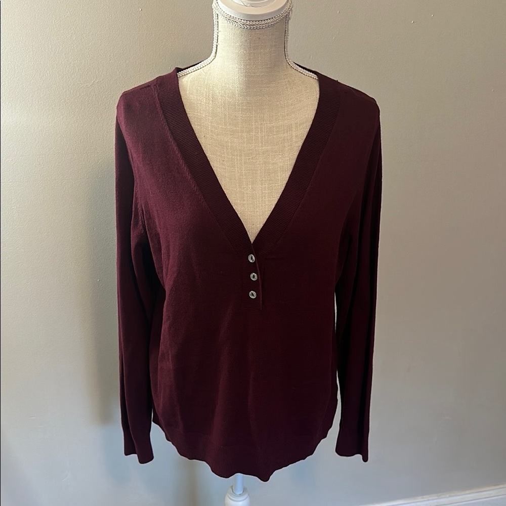 Lane‎ Bryant Burgundy V-Neck Sweater